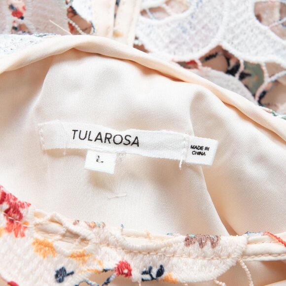 Tularosa Elba Dress Floral Lace Shift Pom Trim Mini Multicolor Ivory Size Large - Picture 3 of 6
